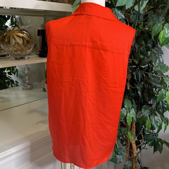 EUC Nine West Red Button Down Sleeveless Top, 14 - Picture 4 of 11
